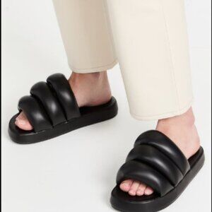 Stand Studio Keira Sandal Women's Black Sz‎ 5 Faux Leather Padded Straps